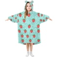 thumbnail image 1 of FORMRS Wearable Blanket Hoodie with Sleeves for Kids Cozy Flannel Sweatshirt, Strawberry Pattern, 1 of 7