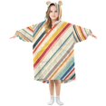 thumbnail image 1 of FORMRS Wearable Blanket Hoodie with Sleeves for Kids Cozy Flannel Sweatshirt, Striped Pattern, 1 of 7