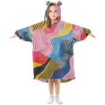thumbnail image 1 of FORMRS Wearable Blanket Hoodie with Sleeves for Kids Cozy Flannel Sweatshirt, Stripes Pattern, 1 of 7
