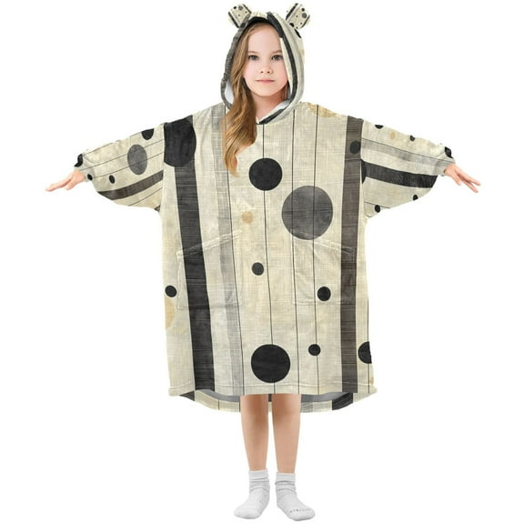 FORMRS Wearable Blanket Hoodie with Sleeves for Kids Cozy Flannel Sweatshirt, Stripes Pattern