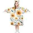 thumbnail image 1 of FORMRS Wearable Blanket Hoodie with Sleeves for Kids Cozy Flannel Sweatshirt, Sunflowers and Leaves Pattern, 1 of 7