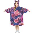thumbnail image 1 of FORMRS Wearable Blanket Hoodie with Sleeves for Kids Cozy Flannel Sweatshirt, Vibrant Art Flowers, 1 of 7