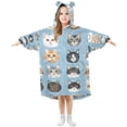 thumbnail image 1 of FORMRS Wearable Blanket Hoodie with Sleeves for Kids Cozy Flannel Sweatshirt, Vibrant Cute Cat, 1 of 7
