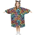 thumbnail image 1 of FORMRS Wearable Blanket Hoodie with Sleeves for Kids Cozy Flannel Sweatshirt, Vibrant Dragon Scales Pattern, 1 of 7