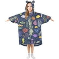 thumbnail image 1 of FORMRS Wearable Blanket Hoodie with Sleeves for Kids Cozy Flannel Sweatshirt, Vibrant Ocean Pattern, 1 of 7