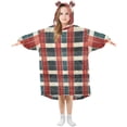thumbnail image 1 of FORMRS Wearable Blanket Hoodie with Sleeves for Kids Cozy Flannel Sweatshirt, Vibrant Red Tartan Pattern, 1 of 7