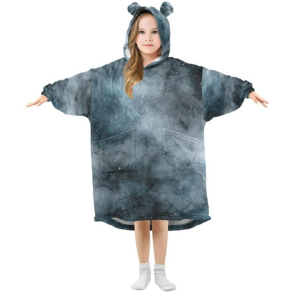 FORMRS Wearable Blanket Hoodie with Sleeves for Kids Cozy Flannel Sweatshirt, Watercolor Sky Pattern