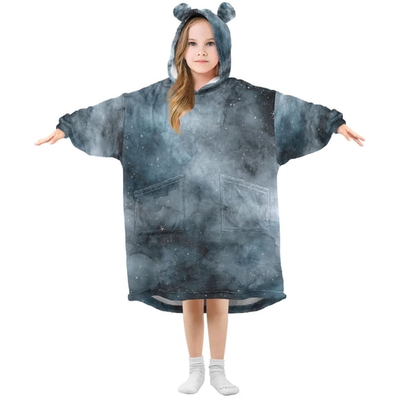 FORMRS Wearable Blanket Hoodie with Sleeves for Kids Cozy Flannel Sweatshirt, Watercolor Sky Pattern