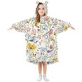 thumbnail image 1 of FORMRS Wearable Blanket Hoodie with Sleeves for Kids Cozy Flannel Sweatshirt, Watercolor Wildflowers, 1 of 7