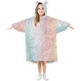 thumbnail image 1 of FORMRS Wearable Blanket Hoodie with Sleeves for Kids Cozy Flannel Sweatshirt, Wavy Striped, 1 of 7