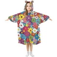 thumbnail image 1 of FORMRS Wearable Blanket Hoodie with Sleeves for Kids Cozy Flannel Sweatshirt, Whimsical Floral, 1 of 7