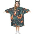 thumbnail image 1 of FORMRS Wearable Blanket Hoodie with Sleeves for Kids Cozy Flannel Sweatshirt, Whimsical Foxes Pattern, 1 of 7