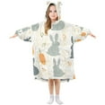 thumbnail image 1 of FORMRS Wearable Blanket Hoodie with Sleeves for Kids Cozy Flannel Sweatshirt, Whimsical Rabbits, 1 of 7