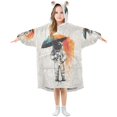 thumbnail image 1 of FORMRS Wearable Blanket Hoodie with Sleeves for Kids Cozy Flannel Sweatshirt, White Astronaut, 1 of 7