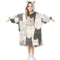 thumbnail image 1 of FORMRS Wearable Blanket Hoodie with Sleeves for Kids Cozy Flannel Sweatshirt, White Cute Cats, 1 of 7