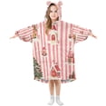 thumbnail image 1 of FORMRS Wearable Blanket Hoodie with Sleeves for Kids Cozy Flannel Sweatshirt, White Gingerbread Houses, 1 of 7