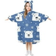 thumbnail image 1 of FORMRS Wearable Blanket Hoodie with Sleeves for Kids Cozy Flannel Sweatshirt, White Polar Bear, 1 of 7