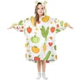 thumbnail image 1 of FORMRS Wearable Blanket Hoodie with Sleeves for Kids Cozy Flannel Sweatshirt, White Vegetables Pattern, 1 of 7