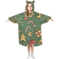 thumbnail image 1 of FORMRS Wearable Blanket Hoodie with Sleeves for Kids Cozy Flannel Sweatshirt, Yellow Christmas Gingerbread, 1 of 7
