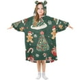 thumbnail image 1 of FORMRS Wearable Blanket Hoodie with Sleeves for Kids Cozy Flannel Sweatshirt, Yellow Christmas Gingerbread, 1 of 7