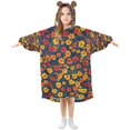 thumbnail image 1 of FORMRS Wearable Blanket Hoodie with Sleeves for Kids Cozy Flannel Sweatshirt, Yellow Floral, 1 of 7