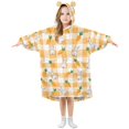 thumbnail image 1 of FORMRS Wearable Blanket Hoodie with Sleeves for Kids Cozy Flannel Sweatshirt, Yellow Rabbit Pattern, 1 of 7