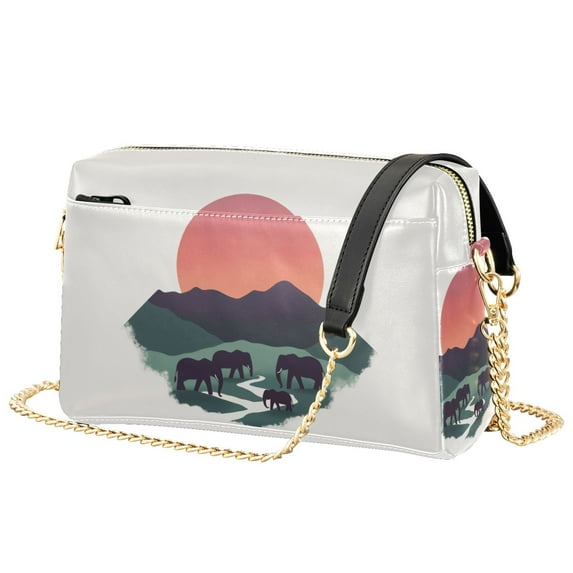 FORMRS Women Crossbody Purse with Chain Strap Vegan Leather Shoulder Handbag, Abstract Elephant