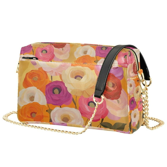 FORMRS Women Crossbody Purse with Chain Strap Vegan Leather Shoulder Handbag, Abstract Floral