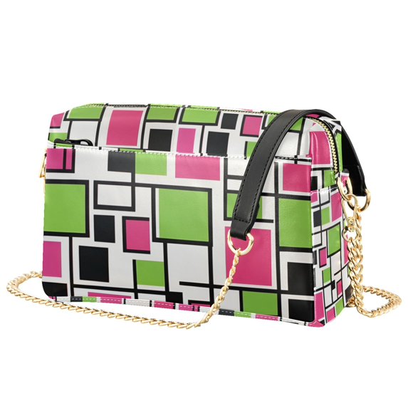 FORMRS Women Crossbody Purse with Chain Strap Vegan Leather Shoulder Handbag, Abstract Geometric
