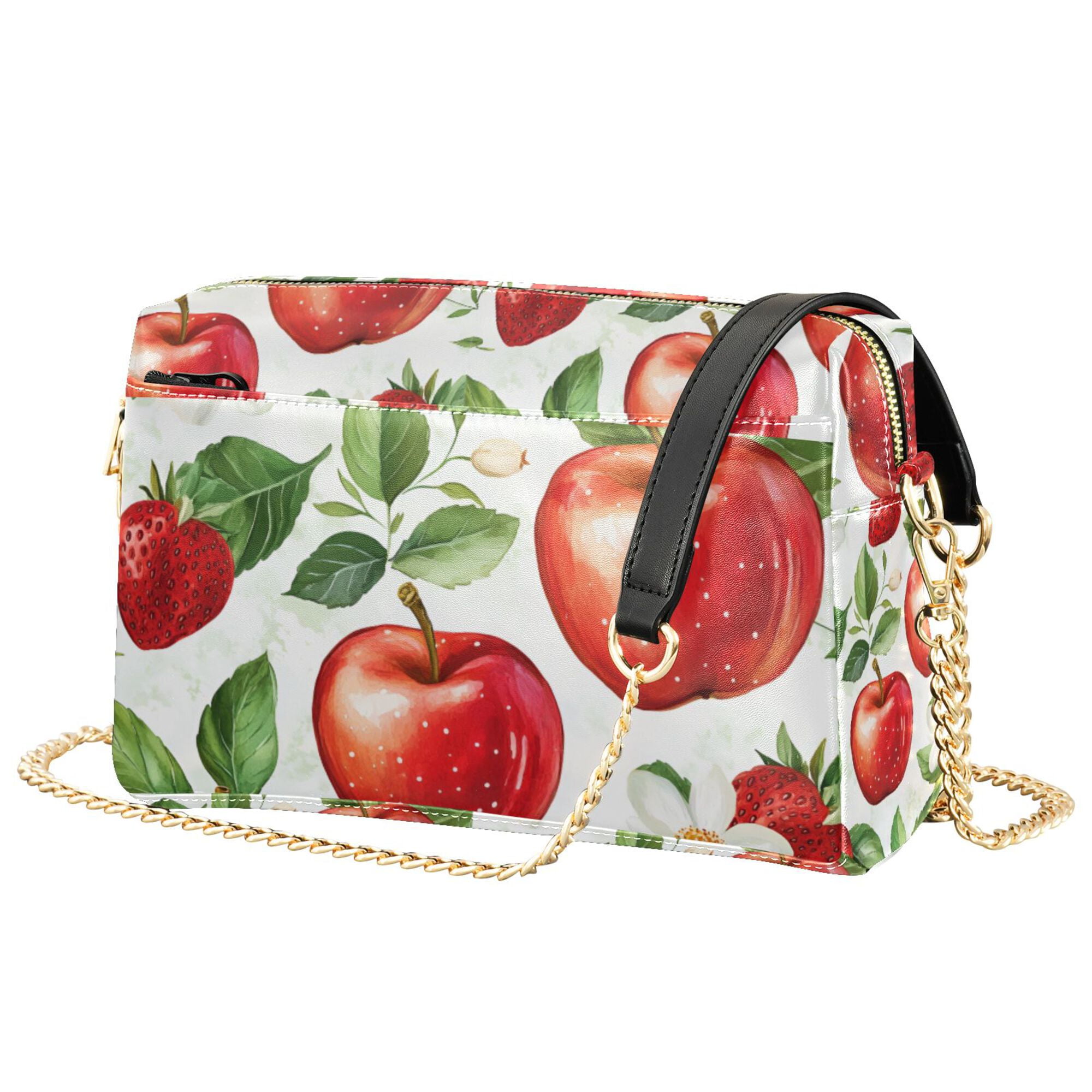 FORMRS Women Crossbody Purse with Chain Strap Vegan Leather Shoulder Handbag, Apple Pattern