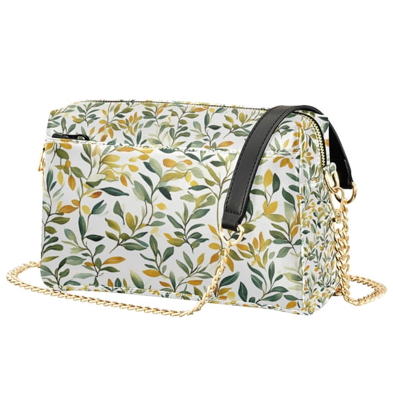 FORMRS Women Crossbody Purse with Chain Strap Vegan Leather Shoulder Handbag, Autumn Greenery