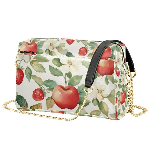 FORMRS Women Crossbody Purse with Chain Strap Vegan Leather Shoulder Handbag, Beige Apple Pattern