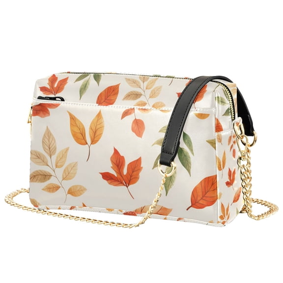 FORMRS Women Crossbody Purse with Chain Strap Vegan Leather Shoulder Handbag, Beige Autumn Leaves