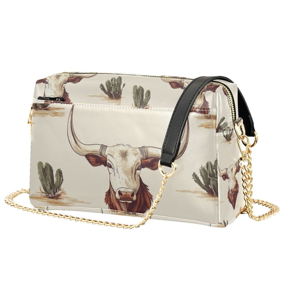 FORMRS Women Crossbody Purse with Chain Strap Vegan Leather Shoulder Handbag, Beige Cowboy Pattern