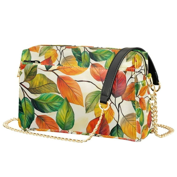 FORMRS Women Crossbody Purse with Chain Strap Vegan Leather Shoulder Handbag, Beige Leaves