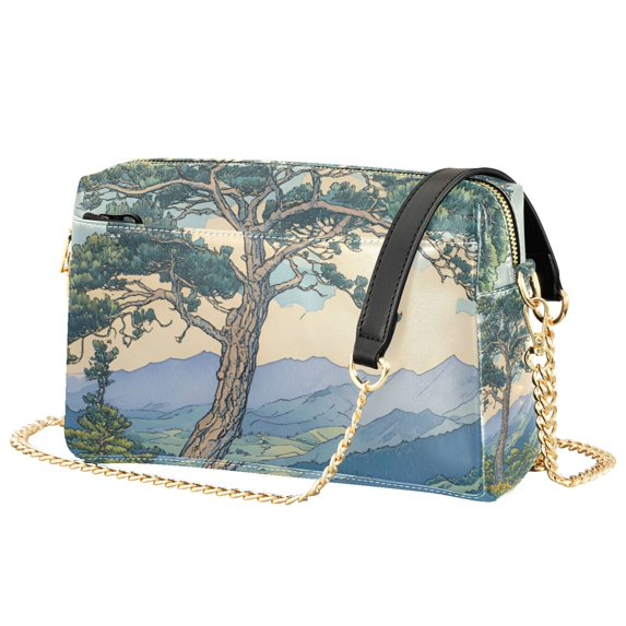 FORMRS Women Crossbody Purse with Chain Strap Vegan Leather Shoulder Handbag, Beige Mountain