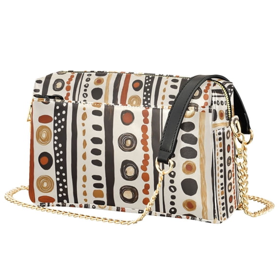 FORMRS Women Crossbody Purse with Chain Strap Vegan Leather Shoulder Handbag, Black Abstract Dots