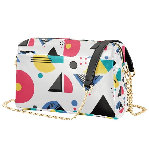 FORMRS Women Crossbody Purse with Chain Strap Vegan Leather Shoulder Handbag, Black Retro Pattern