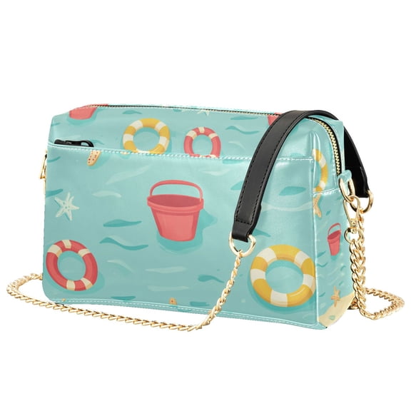 FORMRS Women Crossbody Purse with Chain Strap Vegan Leather Shoulder Handbag, Blue Beach Pattern