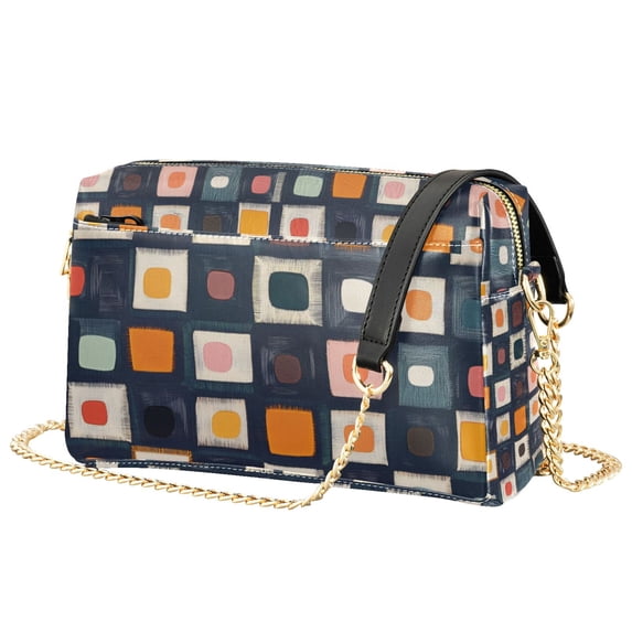 FORMRS Women Crossbody Purse with Chain Strap Vegan Leather Shoulder Handbag, Blue Circle Mosaic