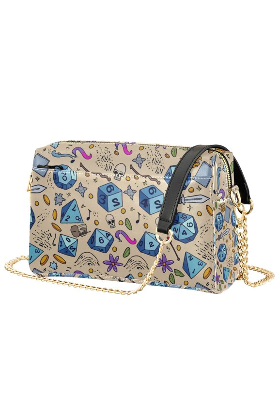 Women Crossbody Purse with Chain Strap Vegan Leather Shoulder Handbag, Blue Dice Pattern