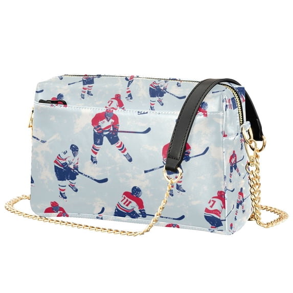 FORMRS Women Crossbody Purse with Chain Strap Vegan Leather Shoulder Handbag, Blue Ice Hockey