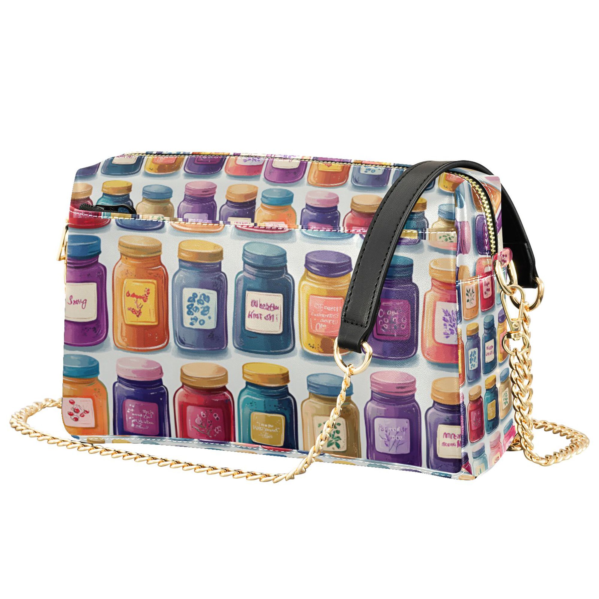 FORMRS Women Crossbody Purse with Chain Strap Vegan Leather Shoulder Handbag, Blue Jam Jars