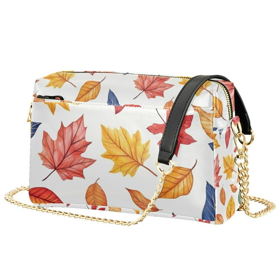 FORMRS Women Crossbody Purse with Chain Strap Vegan Leather Shoulder Handbag, Blue Leaves