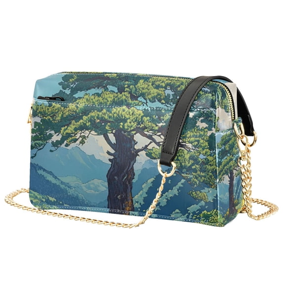 FORMRS Women Crossbody Purse with Chain Strap Vegan Leather Shoulder Handbag, Blue Mountain
