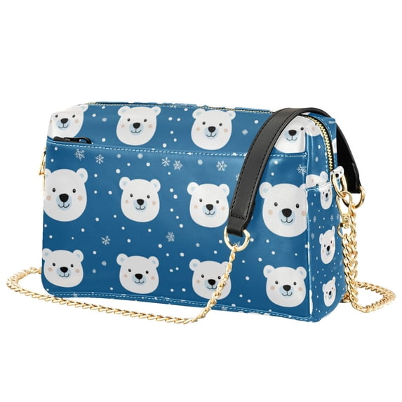 FORMRS Women Crossbody Purse with Chain Strap Vegan Leather Shoulder Handbag, Blue Polar Bear