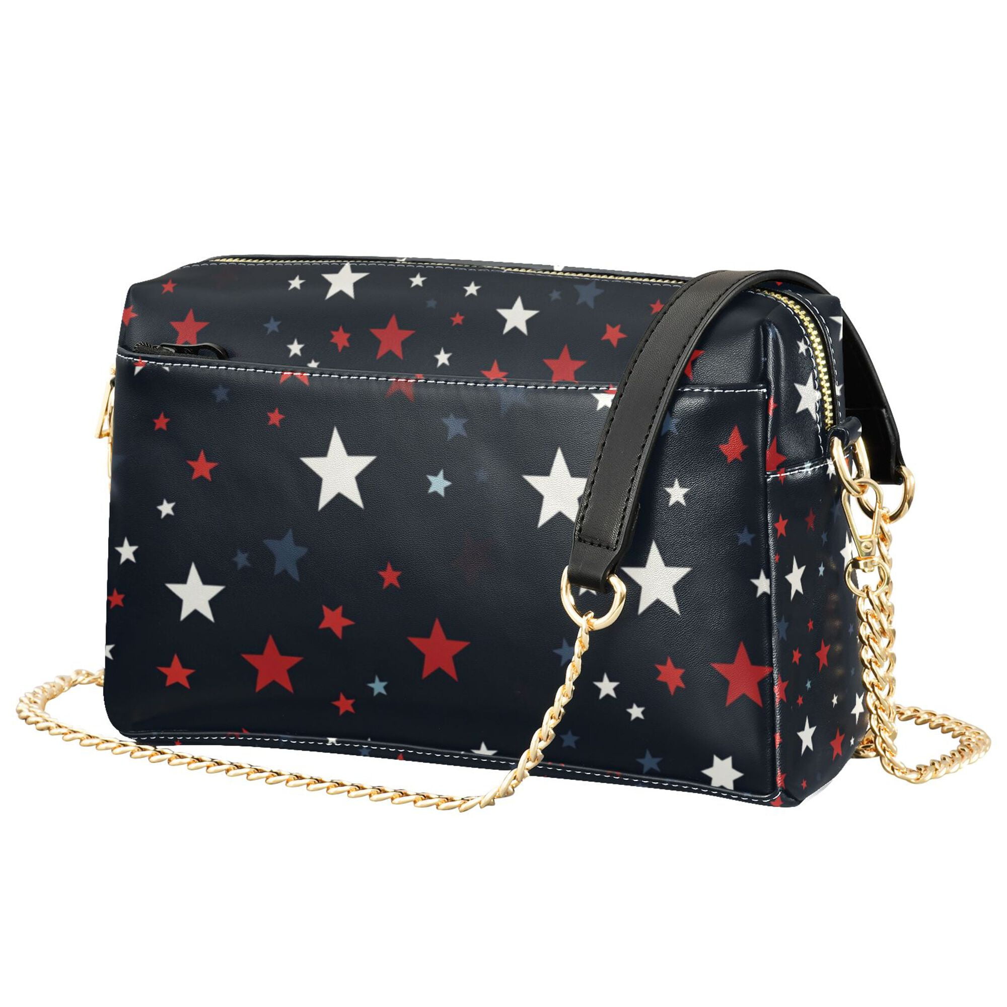 FORMRS Women Crossbody Purse with Chain Strap Vegan Leather Shoulder Handbag, Blue Stars Pattern