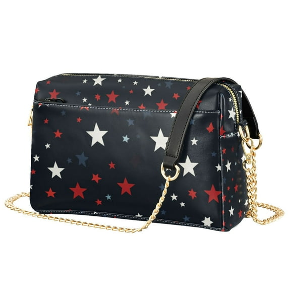 FORMRS Women Crossbody Purse with Chain Strap Vegan Leather Shoulder Handbag, Blue Stars Pattern