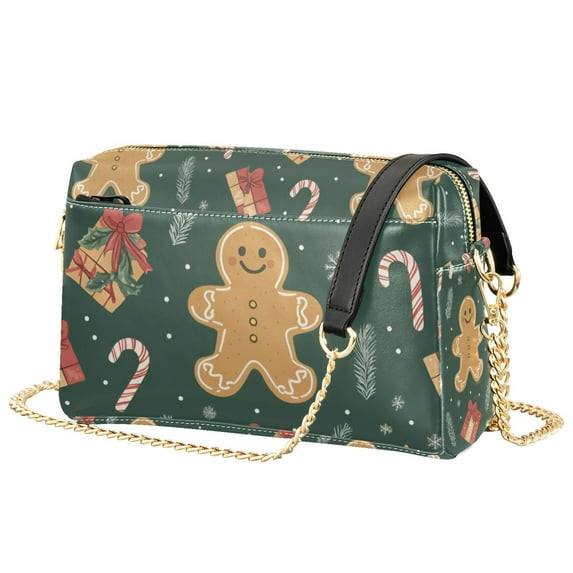FORMRS Women Crossbody Purse with Chain Strap Vegan Leather Shoulder Handbag, Brown Christmas Gingerbread