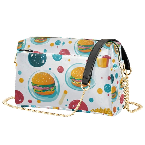 FORMRS Women Crossbody Purse with Chain Strap Vegan Leather Shoulder Handbag, Bubbles Hamburger